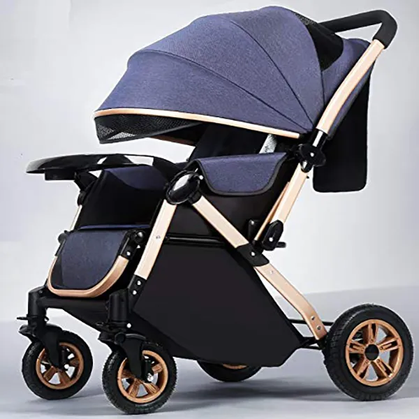 2-in-1 High Landscape Bassinet Newborn Pushchair Convertible Reversible Standard Baby Strolles Grey 