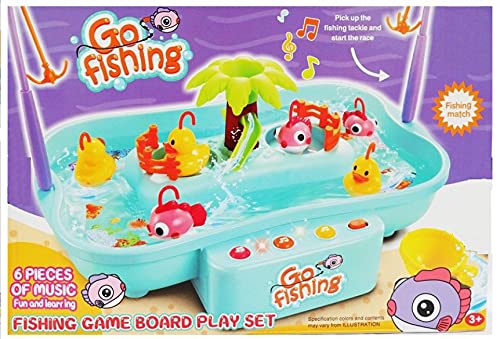 Go Fishing Game Bath Toy,Fishing Game Board Play Set,Fishing Rod, Ducks &  Tub with Lights and Sound Toys for Kids