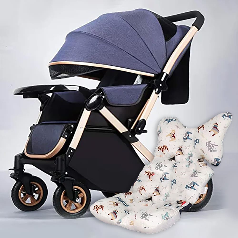 Color : Blue Travel System Baby，Baby Stroller Pram Carriage Stroller，Pushchair Stroller Compact Convertible Luxury Strollers Add Foot Rest 
