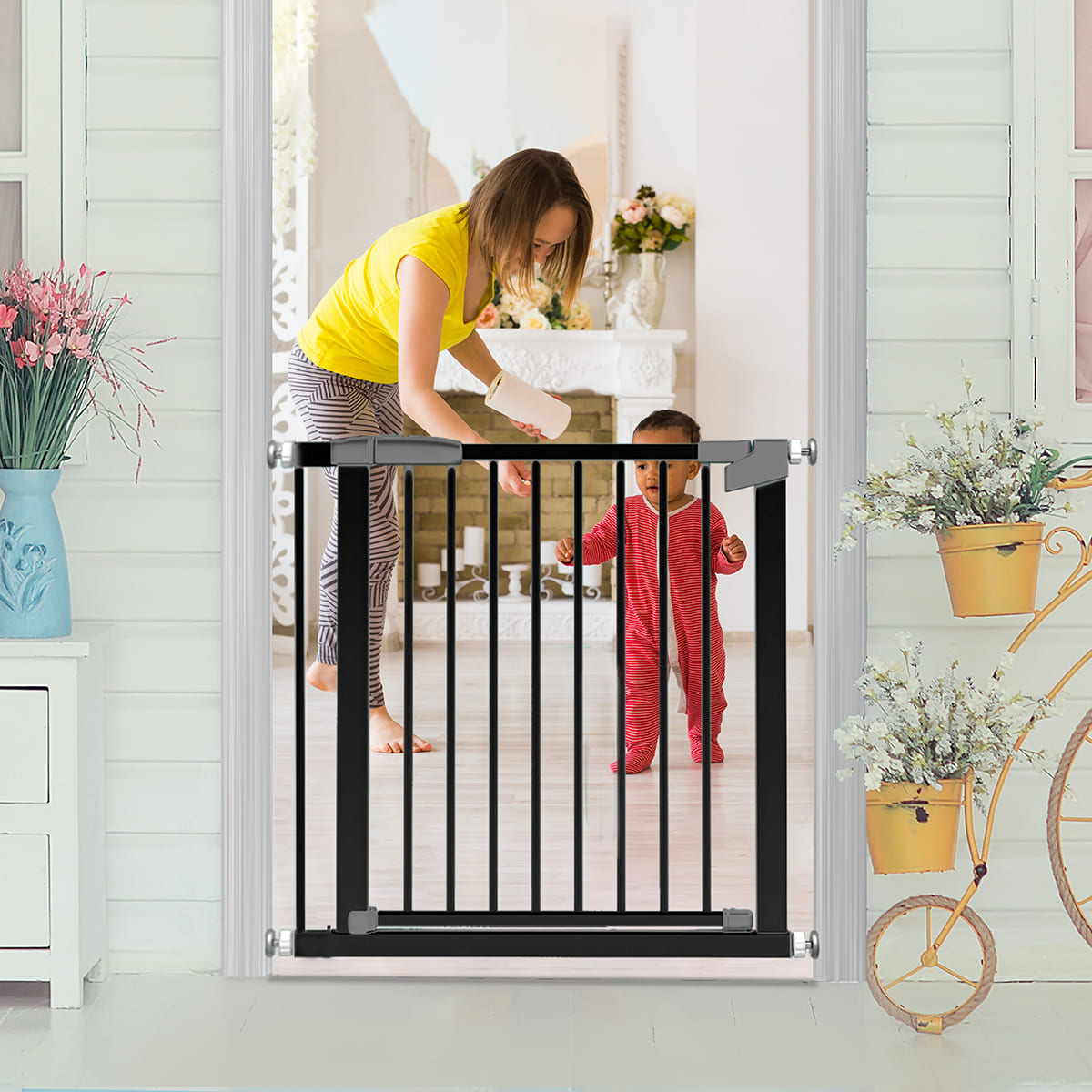 Safety Gate for Kids, Extra Wide Pressure For Stairs, StarAndDaisy