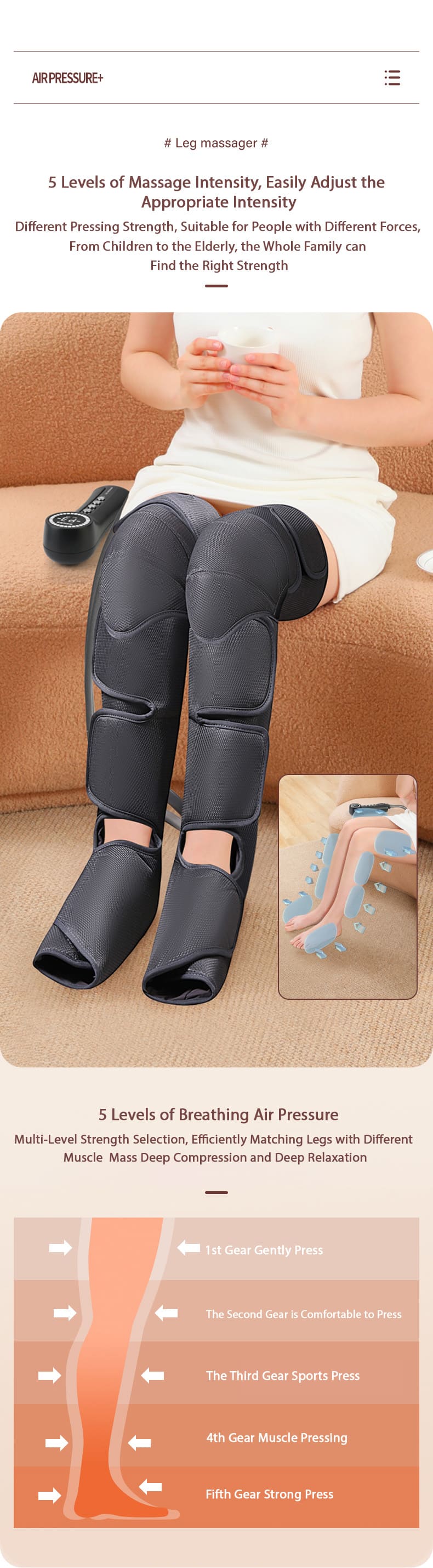 electric vibrate leg massager with heating