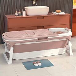 Portable Bathtub for Adults and Kids with Temperature Display (Pink | ‎140 x 60 x 50 cm) - StarAndDaisy
