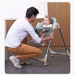 Adjustable baby feeding high chair with recline feature