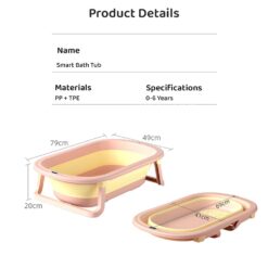 SIBT Anti-Slip Foldable Collapsible Baby Bathtub With Temperature Meter and Cushion Newborn pink