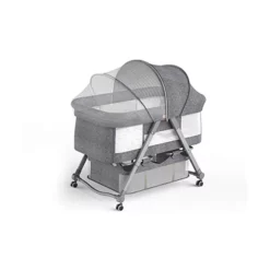 Buy Premium Aluminum Alloy Baby cot Crib Cum Baby Rocker (Grey)