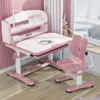 Buy Kids Study Table and Chair with LED Lamp and Book Storage (Pink)