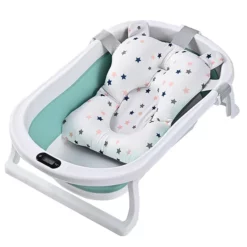 Buy Portable Folding Newborn Baby Bath Tub with Graffiti cushion (Blue)
