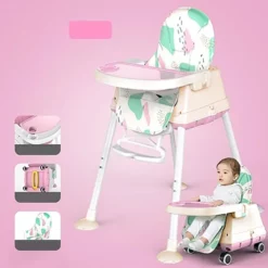 Buy Comfort 4 in 1 High Chair – Booster Seat in Graffiti Prints (Pink)