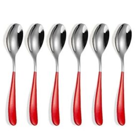 Set of 6 Silver Red Spoon