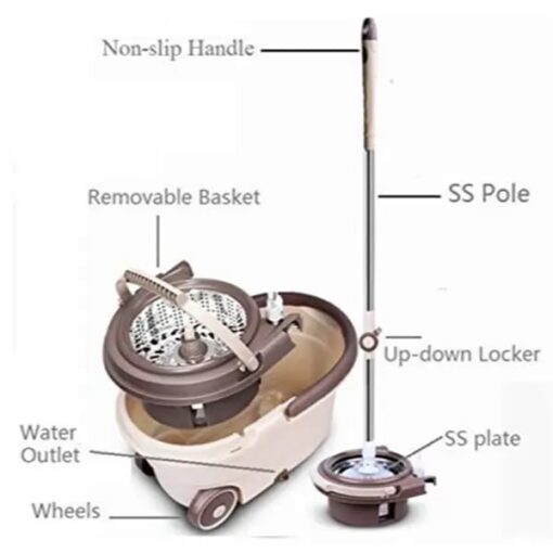 parts and features of upc spin mop with bucket