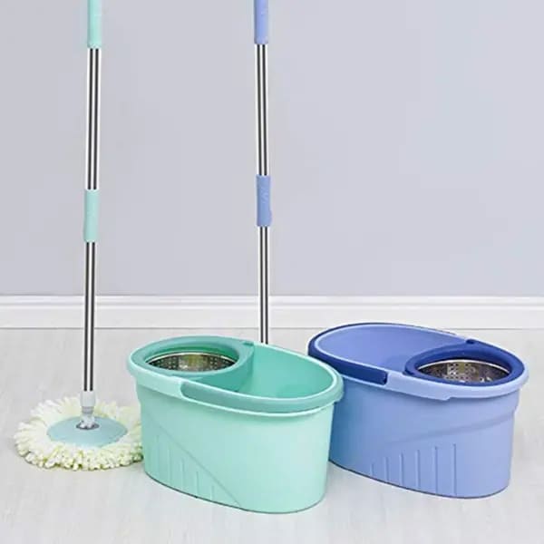 2 Refills, 2 in 1 Spin mop (Green)