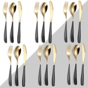 Set of Black 6 X spoon, forks, knives