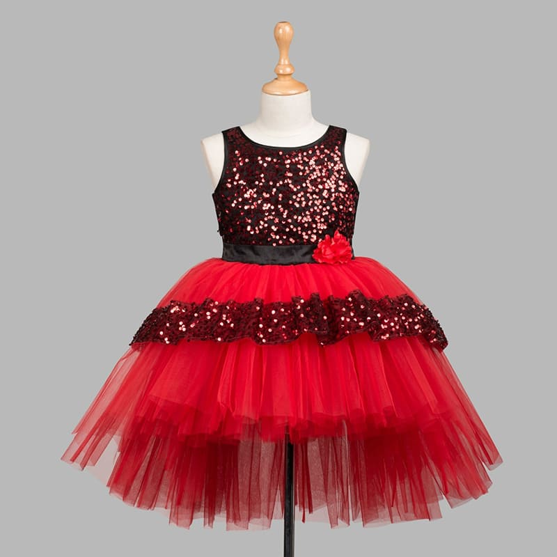 Red Girls Party Dress - Beautiful Princess Dress in Red Color