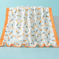 StarAndDaisy Premium Cotton 6 Layered Baby Muslin Blanket Carrot Print - Orange