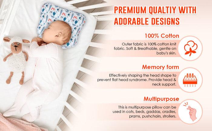 Star Newborn Baby Cotton Infant Pillows Soft Comfortable Flat Head Shaping Memory Foam Sleeping Cushion Bedding Pillows 