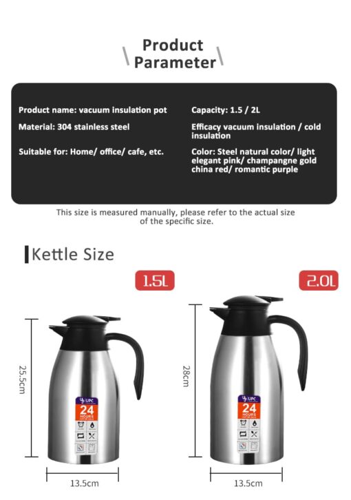Product parameter of Size and capacity StarAndDaisy Stainless Steel Thermal Triple Wall Vacuum Insulated Flask