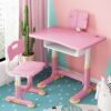 StarAndDaisy Kids Study Table with Chair Set For Children with LED Lamp, Book Holder For 2 to 12 years - S01 Pink