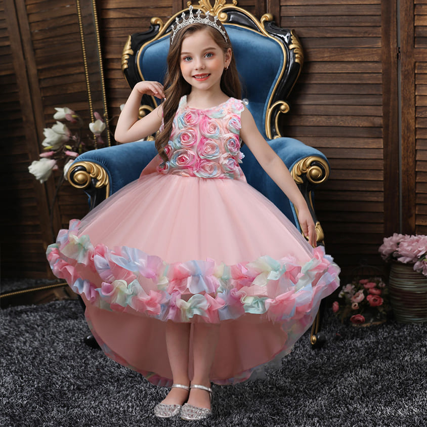 Girls Bridesmaid Dress Baby Flower Kids Party Rose Bow Wedding Dresses  Princess | eBay