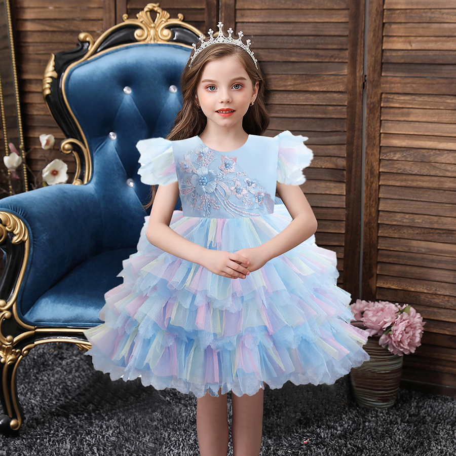 1-5 Yrs Toddler Girls Party Dresses Embroidery Lace Vestido Ruffles Kids  Dresses | eBay