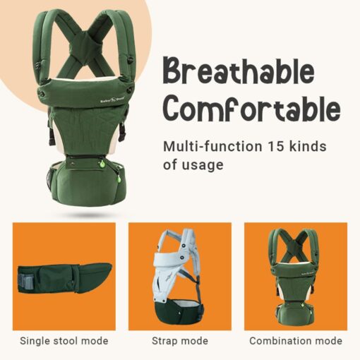 Baby Carrier with Upgraded Breathable Air Fabric Ergonomic Design Coushion Padding