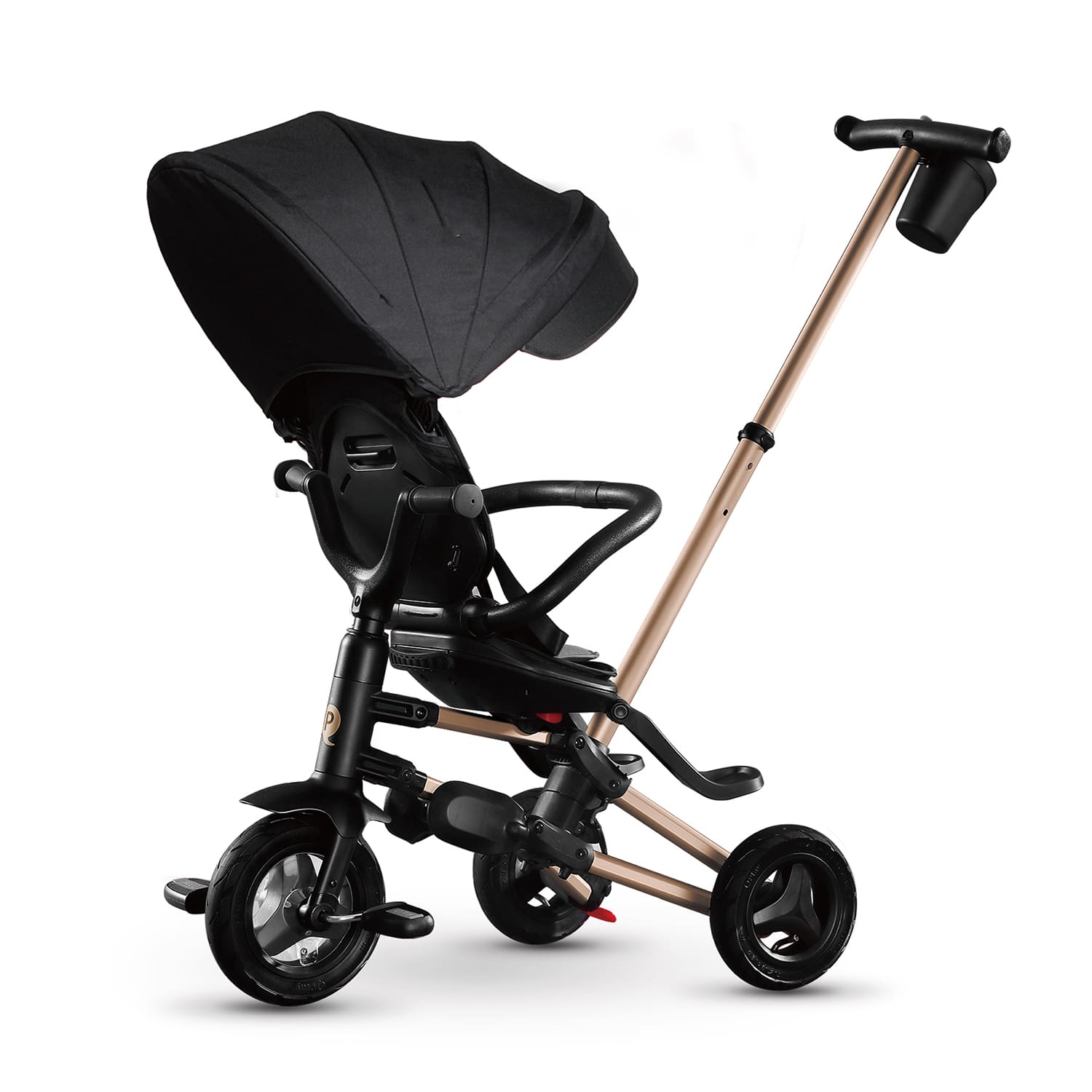 black gold tricycle rear view for baby