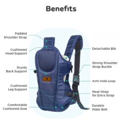 Baby Carrier Wrap  - 3 in 1 Multipurpose Baby Carrier with Breathable Air Fabric (Blue) - StarAndDaisy
