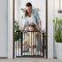StarAndDaisy Metal Baby Gate - Doorways Baby Gate With Door Walk Through Easy Step No Need Tools No Drilling 83 by 97cm Black