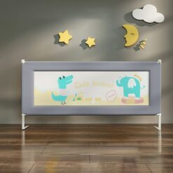 StarAndDaisy Heightened Bed Guardrail - With Lift, Snap Design, Seamless Connection with Mattress - 1.8m Grey - Cute Animal