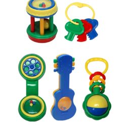 Rattle Set - Gift for Babies 5 Pieces Set 100% Safe - StarAndDaisy