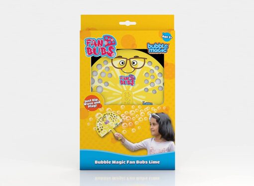 Bubble Magic Fan Bubs Lime - Bubble Solution with Hand Fan for Kids - Multicolors