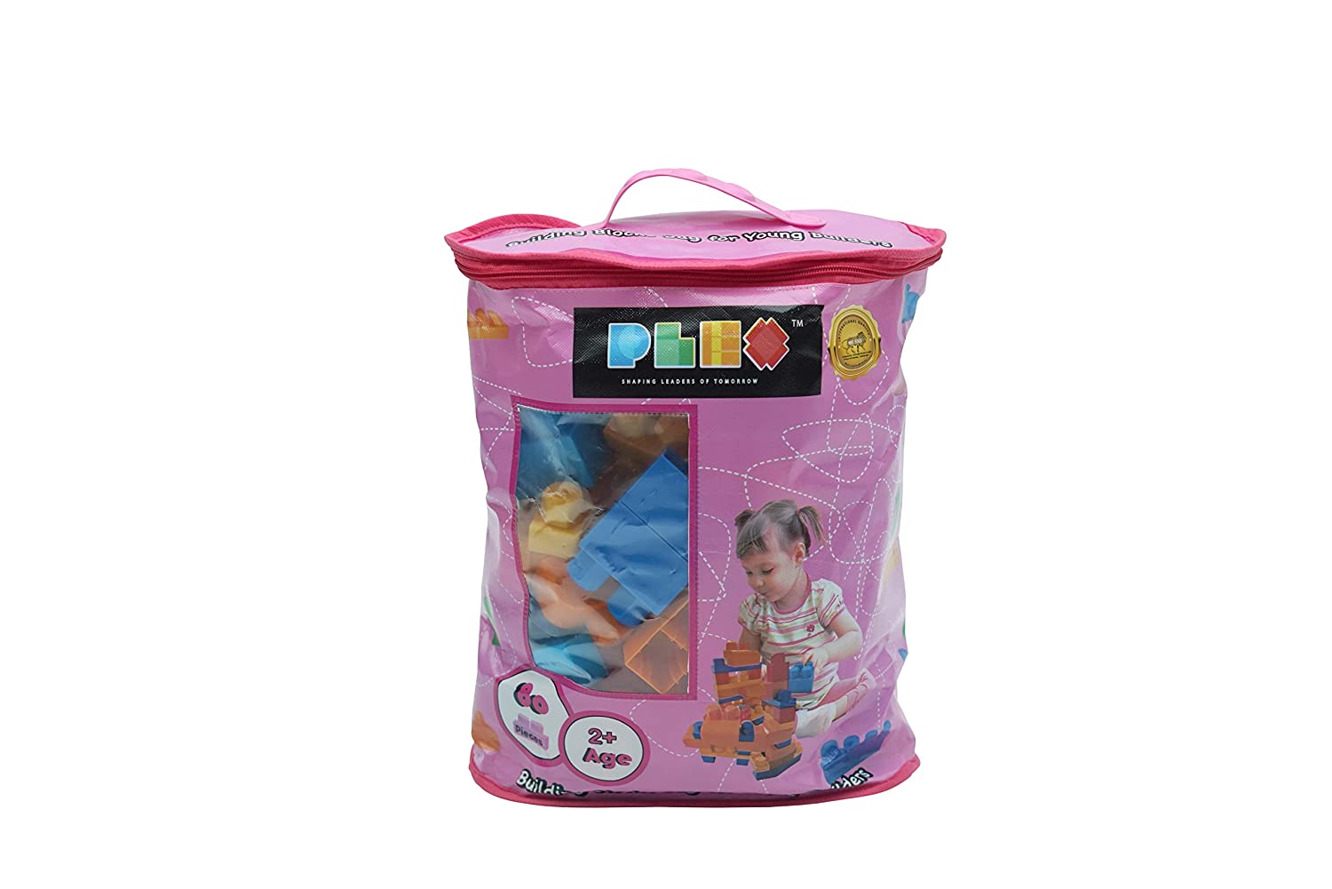 Plex 80 Pcs Building Blocks Bag Pack - Pink