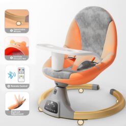 StarAndDaisy Baby Electric Swing Rocker Bouncers with Smart Touch Panel, Bluetooth music & Remote Control - Orange