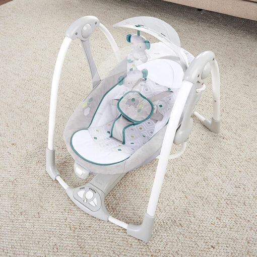 Automatic Rocker Swing for Baby 2-In-1 Compact Portable Baby Swing Rocker Electric Rocking Chair with Detachable Toy & Nature Music - Ingenuity