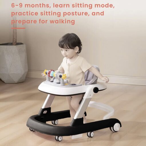 Baby Walker, 6-Gear Height Adjustable Foldable Baby Walkers and Activity  Center, Baby Walker with Wheels, Infant Toddler Walker with Music Disk,  Baby