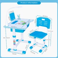 A80 Adjustable Height, Multi-Functional Kids Study Table with Book Holder, Drawer, Extra Large tiltable Desktop with an Option of LED Light (Blue)