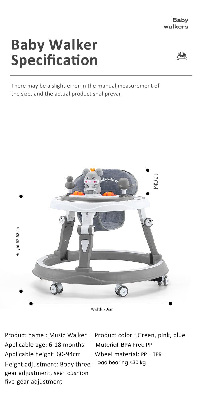 multifunctional intelligent early education baby walker with Toy tray