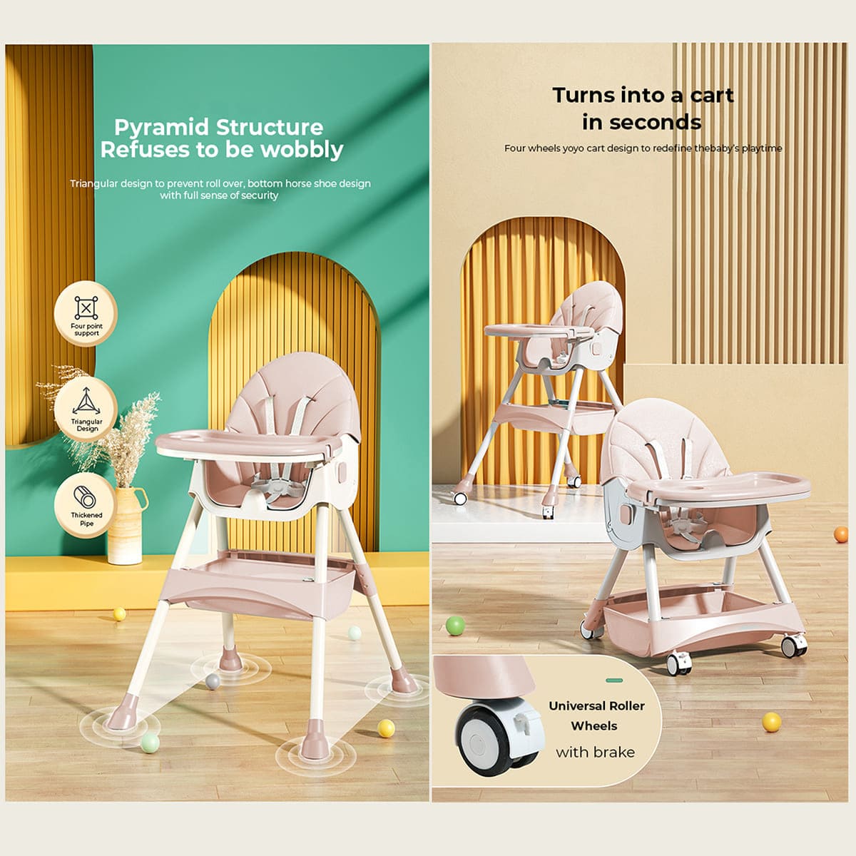 Collapsible Infants Feeding Chair for On-the-Go