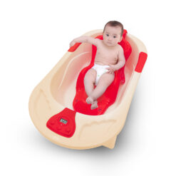 Bath Tub with Seat Sling and Temperature Sensor and Detachable Wheels for New Born Baby red