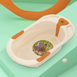 StarAndDaisy Baby Bath Tub with Temperature Sensor and Wheels for New Born Baby - Light Orange