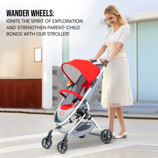A compact and convenient travel-friendly baby stroller, perfect for parents on the go.