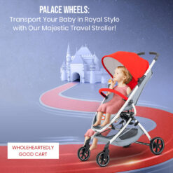 Premium Lightweight Baby Stroller for Travel - Foldable Stroller with Adjustable Backrest & Canopy Red Color