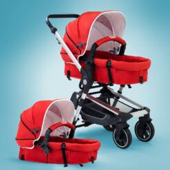 Baby Pram Stroller with Extra Large Bassinet - Reversible Bassinet with Adjustable Backrest, Footrest & Canopy, 5-Point Safety Belt - International Series - (Multicolor | LT602)