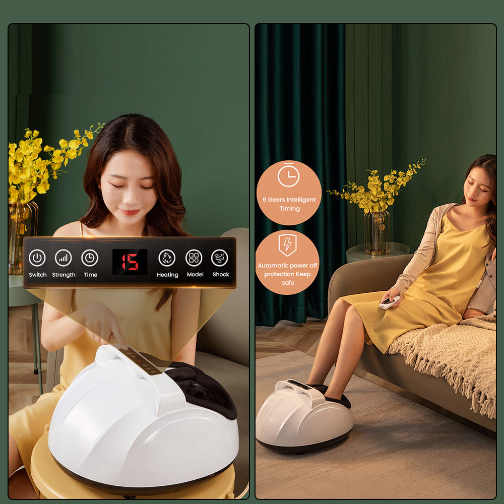 StarAndDaisy Electric Foot and Leg Massage Machine Vibration 4 Air Pressure Bags Foot Massager With Heel Roller
