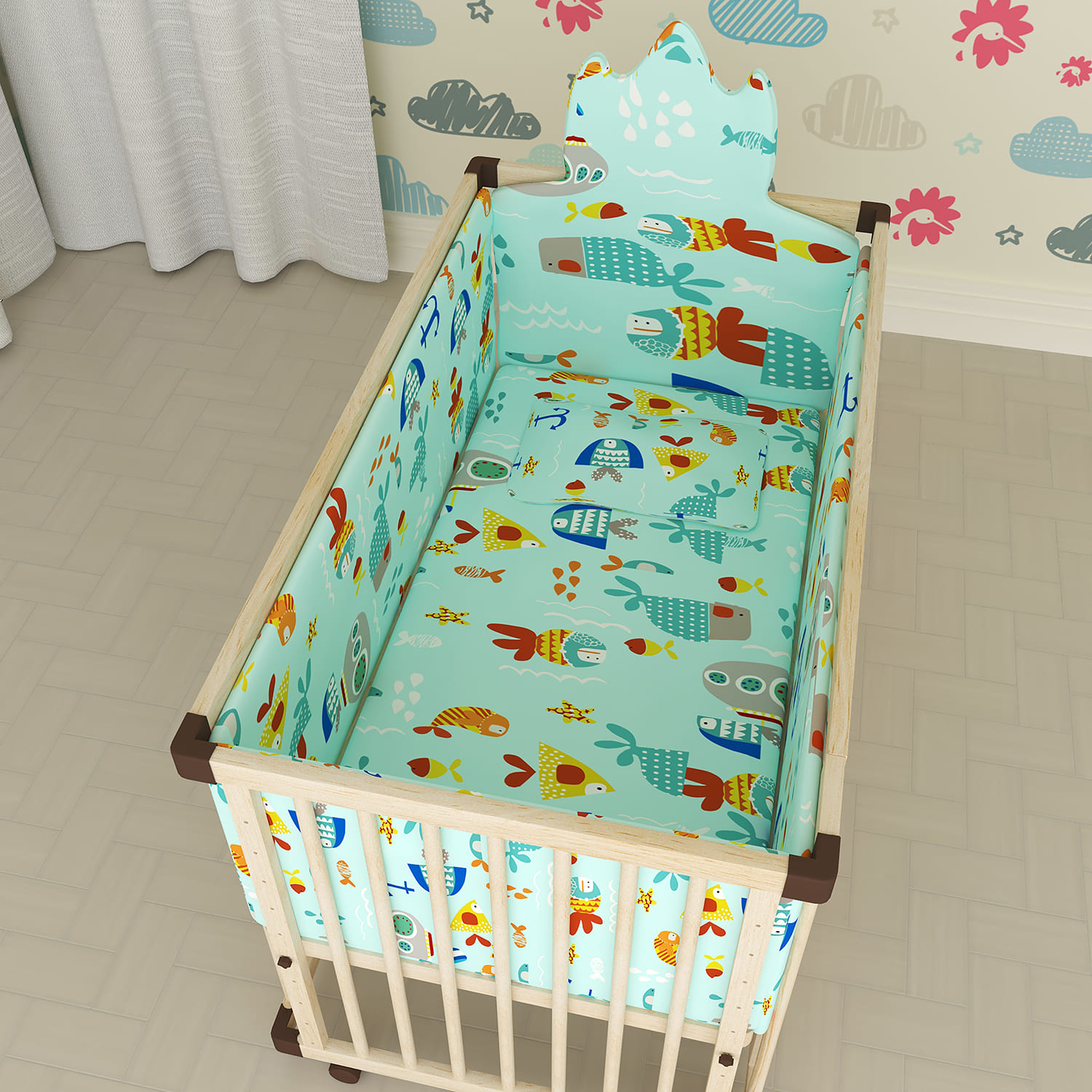 Baby Bumper Set for Wooden Cot
