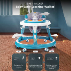 StarAndDaisy multifunctional intelligent early education baby walker with Toy tray (Dark Blue & Yellow)