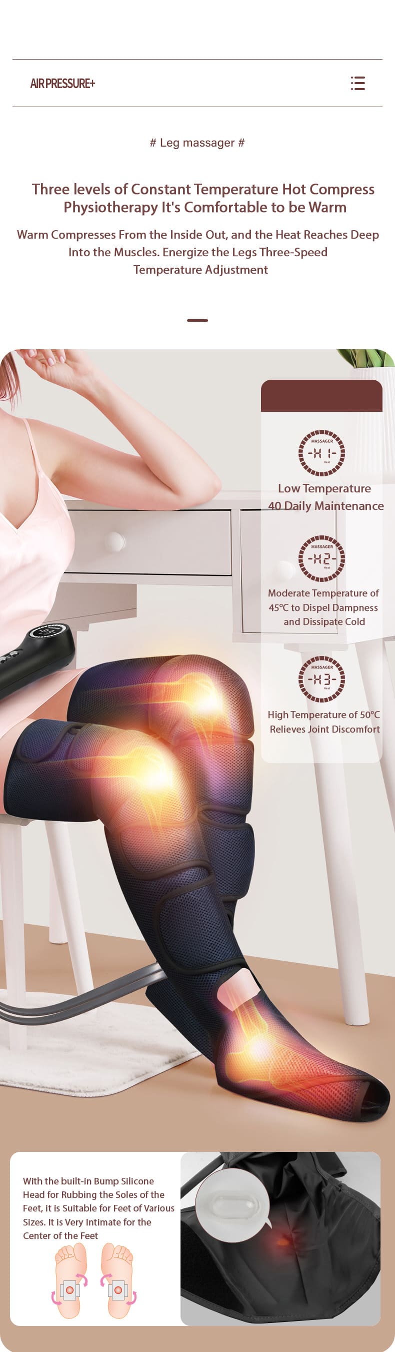 electric vibrate leg massager with heating