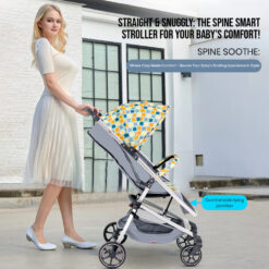 Premium Lightweight Baby Stroller for Travel - Foldable Stroller with Adjustable Backrest & Canopy, 5-Point Safety Belt & 360° Front Wheels