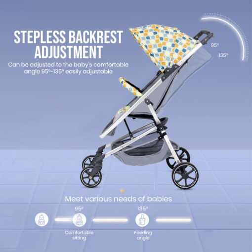 Stepless Backrest Adjustment Baby Stroller