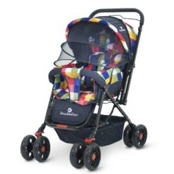 StarAndDaisy Sunrise Baby Stroller and Pram with Extended Mosquito Net and Ultra Soft Cushions & Reversible Handlebar (Vibgyor Multicolor)
