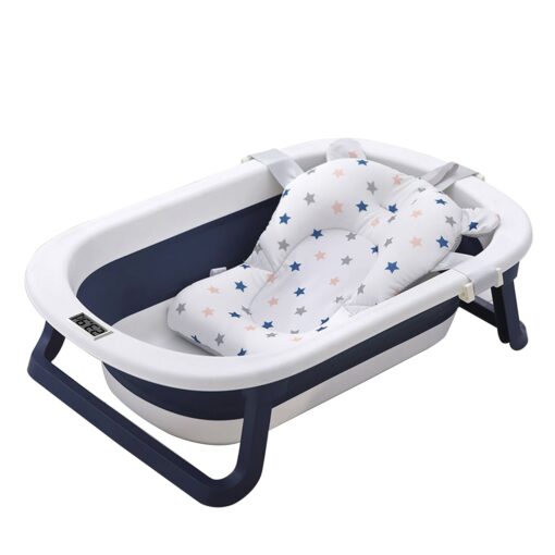 [Refurbished] StarAndDaisy Smart Anti-Slip Foldable Bathtub For Baby With Temperature Meter and Cushion for Newborn Toddler (Blue)